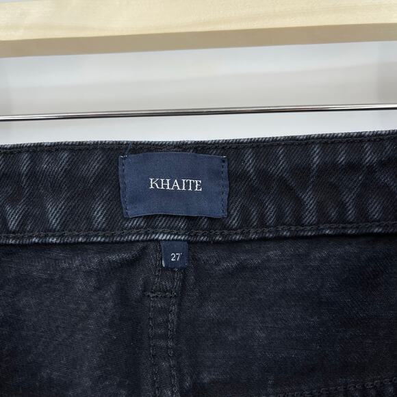 KHAITE | The Layla Jean in Dayton Wash Black Cropped Flare Denim 27 - Picture 6 of 14